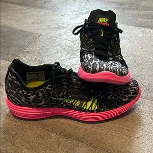 Nike Women's Leopard Print Running Shoes - Black and Pink